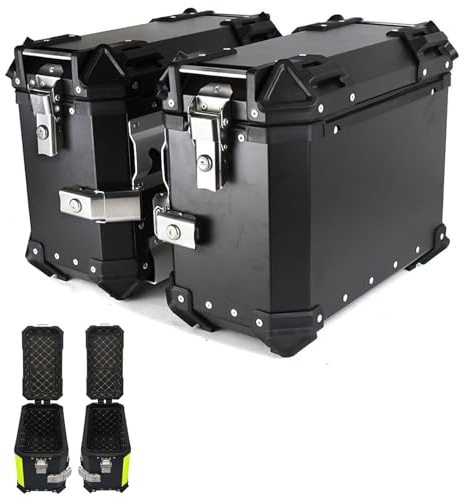 Motorrad Seitenkoffer, Aluminium Motorrad Satteltaschenbox Gepäck Mit Sicherheitsschloss,Motorradkoffer, 38L Motorrad Heckkoffer (Color : Schwarz)