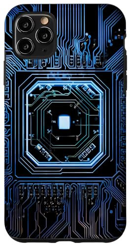 Carte mère Circuit Microchip Fond Noir Informatique Coque pour iPhone 11 Pro Max