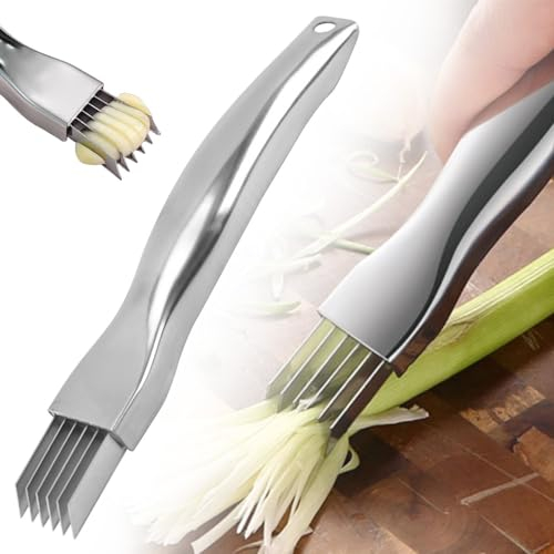 Shred Silk The Knife, Couteau à Oignon Vert Haché en Acier Inoxydable, Gadget Multifonctionnel pour Trancher les Aliments Ménagers (1pcs) - 2024 Nouveau