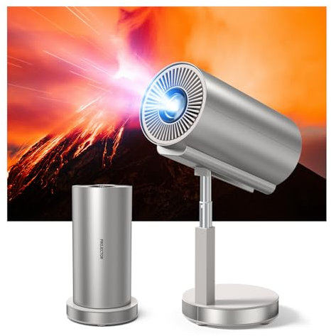 Bisofice Proiettore portatile 4K supportato, videoproiettore portatile per Home Cinema con asta retrattile, WiFi e BT, rotazione 90°, Android 11.0 Proiettore Home Cinema per Riunione, Studio