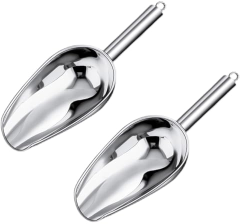 Onezebra Set of 2 Ice Scoops, 5oz Food Scoop, Stainless Steel Scoop, Durable, Small Food Scoop for Kitchen, Bar, Buffet, and Party (21x7.2 cm)