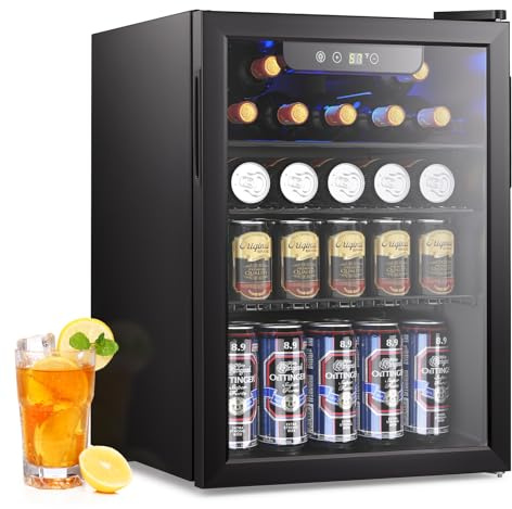 Electactic 26 Bottle Wine Cooler, 95 Cans Beverage Refrigerator, 2.6 cu.ft Drink Fridge Digital Temperature Control for Beer, Soda,Water, Drink Cooler for Home Office Bar