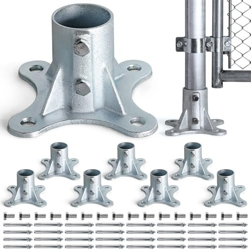 Epcee Post 2 1/2 (2 3/8 OD) Chain Link Fence Post Floor Flange Bracket, for Chain Link Fence Posts, Mailboxes, and Other Steel Round Post Galvanized Anchor Flange Bases (8 Pack)
