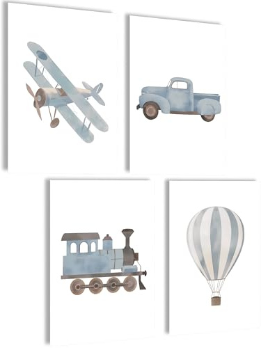 Bilder Kinderzimmer jungen Baby Zimmer Poster Set Wandbilder Kinderzimmer mädchen Babyzimmer Deko Bilder für Baby Zimmer Dekoration (Ballon)