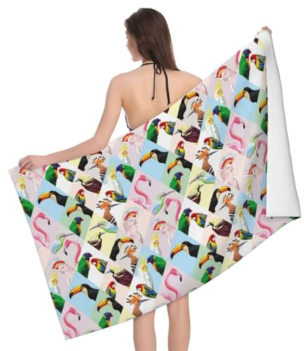 Herren Damen Saunatuch Auffälliger Papagei Tukan Flamingo Duschtücher Erwachsene Badetücher Kinder Microfaser Handtücher Für Sport Schwimmen Sauna