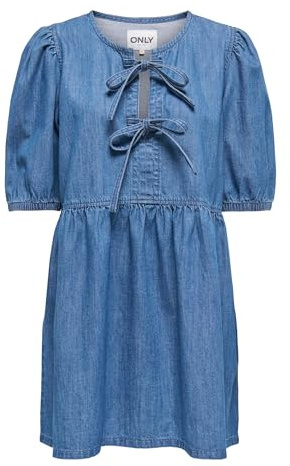 ONLY Dam jeansklänning – ONLCLARA kort klänning, Mellanblå denim, S