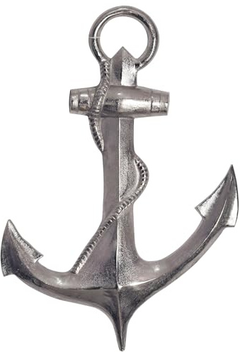 FineBuy - Ancla decorativa (70 cm), color plateado