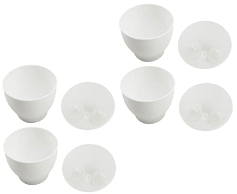 LIFKOME Cuociuova Tazza per Preparare Uova Rapidamente e Mantenere L'umidità in Pp Bianco 4 Pezzi per Microonde Accessorio Cucina per Colazione