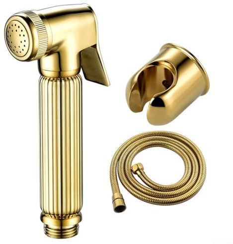 HOHOVYVY Douchette à main pour bidet en alliage de zinc avec pression d'eau réglable pour salle de bain, toilettes, doré (A)