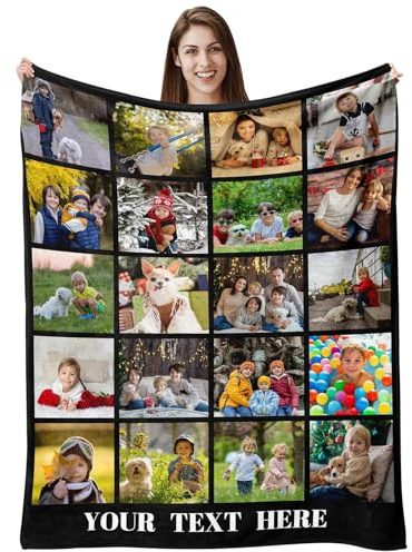 kaileFURN Personalisierte Decke 220x150cm Fotodecke | mit Eigenem Foto und Text,Personalisierte Geschenke Für Geburtstage, Jubiläen Geschenk Für Vater, Mutter, Kinder, Hunde, Freunde Oder Liebhaber