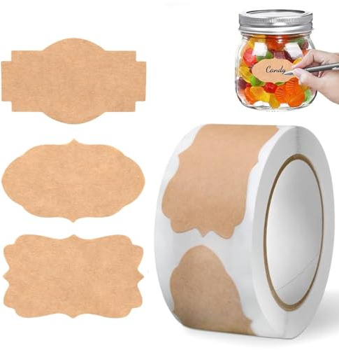 300 Stücke Kraft Etiketten Aufkleber Marmeladen Etiketten Kraftpapier Aufkleber Zum Beschriften Etiketten Selbstklebend Geschenkaufkleber Für Marmeladengläser,Geschenktüten,Umschläge