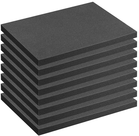 8 st svarta skumstoppningsark 40 x 30 x 30 cm hög densitet polyuretanskum skärbara verktygslåda för kamerafodral hantverk förvaring packning dämpning