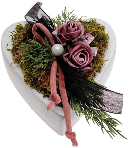 Grabschale Grabschmuck Herz mit Rose brombeer D. 15cm CreaFlor Home