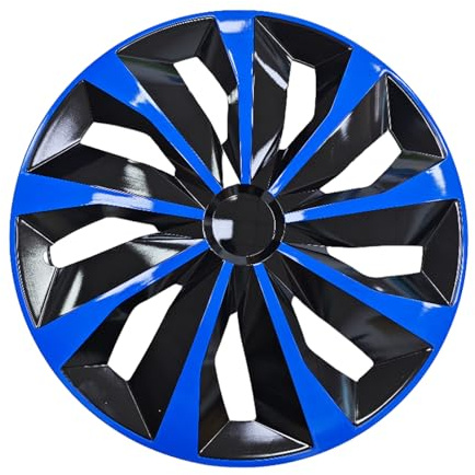 Alvorox - Lot de 4 enjoliveurs de 16 pouces - Garnitures de roue - Installation rapide par clip - Couvre-jantes en plastique ABS pour voiture, noir bleu