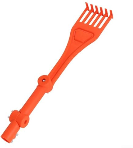Feeshoppher Mini rastrello per la pulizia delle grondaie, per una facile rimozione di detriti e detriti, con manico girevole, struttura leggera in ABS, per tetto e giardino, arancione, 39,4 x 7,5 cm