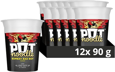 Pot Noodle Bombay Bad Boy Vegetarian Instant Snack Quick To Make Noodles 90 G 12 Pack