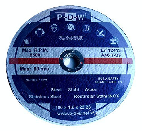 10 disques à tronçonner Ø 180 mm vague Diamètre 22,23 mm épaisseur 1,6 mm pour meuleuse d'angle flexsch Leif Appareils acier inoxydable Métal Flex Disques 180 x 22,23 x 1,6 mm