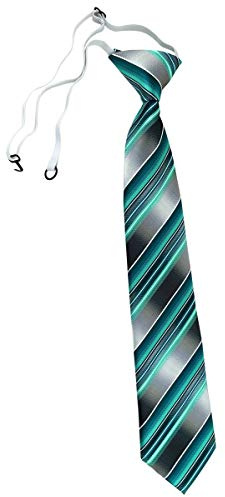 TigerTie Corbata infantil a rayas – corbata preatada con goma elástica, Verde Verde Oscuro Plata Antracita Gris, Länge ca. 37 cm, Breite 7 cm