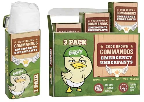 Gagster Emergency Underwear - 3 Pairs Instant Disposable Funny Underwear in Compact Container, White Elephant Joke Ideal Gag Gifts for Men, Secret Santa, Birthday Prank Gifts - Travel Size - One Size