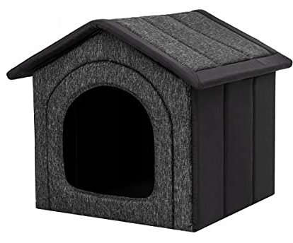 millybo Hundehöhle Hundebett Hundehaus Hundehütte S-XXXL Ökoleinen/Oxford (R6 (76 x 72 cm), Schwarz)