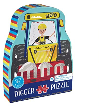 Floss and Rock 44P6422 Construction 12 Piece Shaped Jigsaw with Shaped Box
