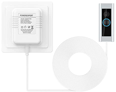 Türklingel Transformatoren 24 V/500mA, White AC Netzteil Transformatorkabel | Smart Home Zubehör kompatibel mit Ring Video-Türklingel (8m)