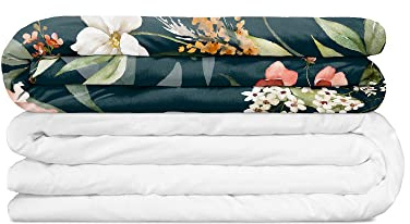 Balance Therapiedecke Gewichtsdecke mit Bezug FLORAL - Schwere Decke für Erwachsene/Jugendliche Bettdecke für besseren Schlaf aus Baumwolle 150x220 cm 12kg