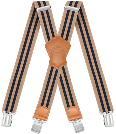 Dresime Hosenträger für Herren mit 4 starken Clips 4cm breit, X Form elastisch einstellbar Länge für Männer und Damen Overalls Jeans, Arbeitshosen, Jumpsuits, Motorradhosen, etc.