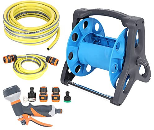 EDDGE Tuyau d'arrosage 10m G1/2 Ensemble de tuyaux Tuyau d'eau de Jardin Chariot Support de Stockage Bobine pulvérisateur Kit Accessoires de Jardinage