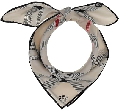 FRAAS Halstuch Damen aus 100% reiner Seide - Nickituch Damen mit Plaid-Muster - 51 x 51 cm Größe - Schickes Seidentuch Bandana Butter Cream