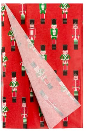 Talking Tables Lot de 4 feuilles de papier de soie sur le thème Casse-noisette pour cadeaux de Noël | Emballage cadeau de Noël festif pour enfants ou adultes | Sans plastique et recyclable à la maison