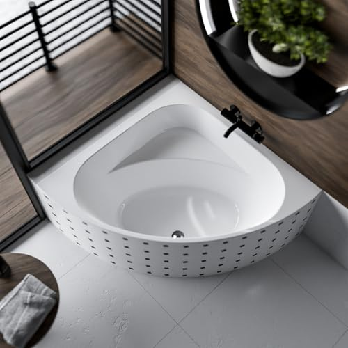 ECOLAM Badewanne Dina 140x140 cm Eckbadewanne Eckwanne Ablauf Füße Silikon