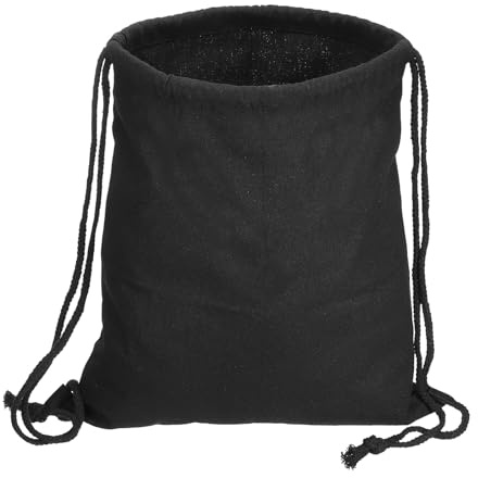 PATIKIL Baumwoll Kordelzugtaschen Kordelzug Rucksack Faltbare Schwarz | Sport Turnbeutel, Baumwolle Leinwand, Für Frauen Männer Gym Sport Reise
