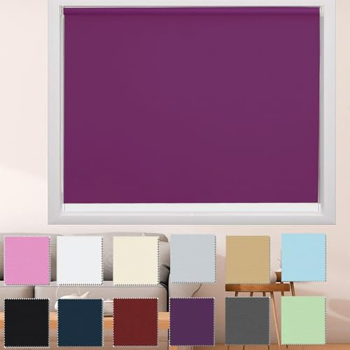Rollos Fensterrollo Rollo Klemmfix, 95 x 190 cm Sonnenschutz und Sichtschutz Thermorollo Klemmfix Fensterrollo mit Klemmträger, für Fenster & Tür, Lila
