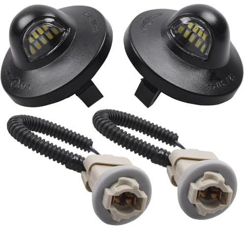 Sousery LED License Plate Light with Socket Wiring Harness Plugs Replaces Ford F150 F250 F350 F450 F550 Superduty Ranger Explorer Bronco Excursion Expedition,6500K White(2PCS)