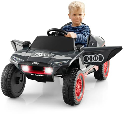 DREAMADE Elektroauto für Kinder, 12V Audi Kinder Auto mit 2,4G Fernbedienung & MP3 & USB & Hupe & LED Licht, Kinderfahrzeug elektrisches Auto für Kinder ab 3 Jahren (Grau)