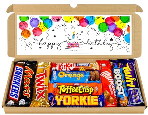 Mega Variety Selection Box Chocolate Hamper | Letter Box Gift | 10 Fullsize Chocolate Bars | Ideal Gifts For Women, Men, Kids (Happy Birthday, Full Size)