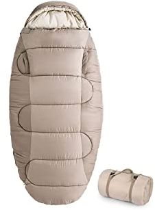 CCKUHN Schlafsäcke Winterschlafsack, waschbar, tragbar, Ultraleicht, Baumwollschlafsack für Erwachsene, tragbarer Campingschlafsack (Khaki PS300)