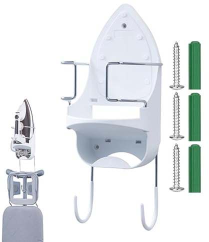 Wall Mount Ironing Board Holder - Ironing Board Shelf Hanger | Electric Iron Grid with Removable Hooks | Door Hanger For Iron Board | Ganc