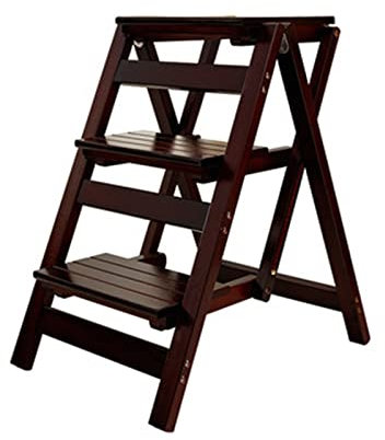 Escabeau Pliant, escabeau à 3 Niveaux, escabeau Multifonction Domestique, escabeau Pliable, escabeau en Bois for Bureau, escabeaux for Lits Hauts
