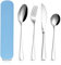 Travel Cutlery Set, 4-Piece Set Stainless Steel Cutlery Set, Portable Cutlery Set- with Box, Reusable, Dishwasher Safe, Knife Fork Spoon Set Suitable for Travel, Picnic, Office, School