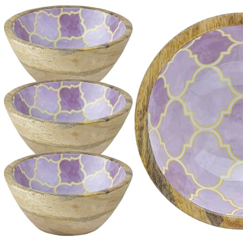 3er Set Moderne Schmuckschale Kesse Motiv 2 aus Holz in Bunt 15 cm