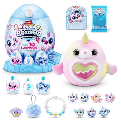 Rainbocorns Eggzania Frozencorn Mania di ZURU, peluche da collezione per bambine dai 3 anni in su (BLIZZY)
