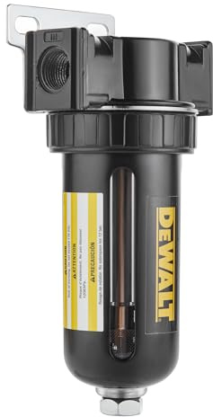 DEWALT Séchoir déshydratant en ligne NPT de 0,95 cm avec fenêtres transparentes pour afficher l'état de vie du déshydratant, élimination de l'humidité à haute efficacité pour systèmes à air comprimé