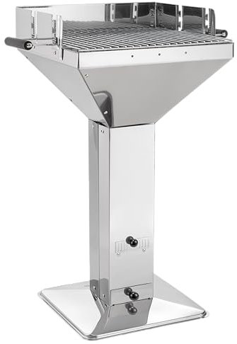 tepro Holzkohle-Trichtergrill Vista (Säulengrill), Edelstahl, Belüftungssystem, komfortable Arbeitshöhe (ca. 86-90 cm), Maße ca. 63 x 48 x 91 cm