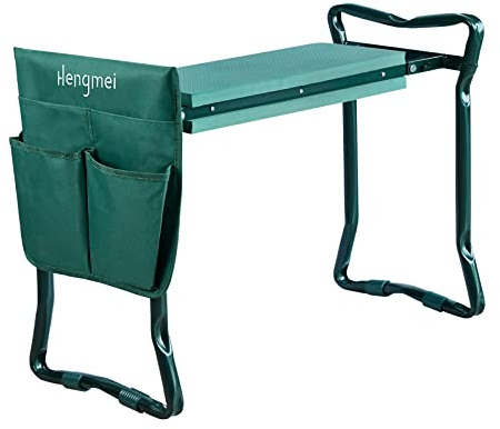 LILIIN Knäbänk, trädgårdspall, vikbar knäkudde, trädgård, trädgårdspall, trädgårdsarbete med EVA-skumkudde, trädgård, arbetspall, knäskydd, sittbänk, trädgårdssätt upp till 150 kg med verktygsväska