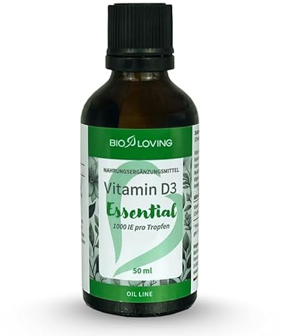 Vitamin D3 Öl Essential Flüssig – 50 ml ca. 1700 Tropfen | 1 Tropfen = 25 µg (1000 I.E.) Vitamin D3