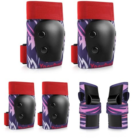 YooxArmor Knäskydd för barn, set om 6, skonsamma inlines, barn med armbågsskydd, handledsskydd för pojkar och flickor 3–8 år, skyddsutrustning, skydd för cykel, skateboard, rullskor