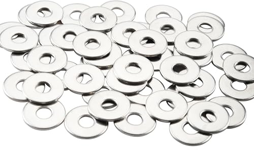Gendewiner M4 Washers M4 x 9x0.8mm Large OD Plain Wide Metal Round Flat Spacer Repair Washer 304 Stainless Steel Washers(50 Pack) For Screws Bolt