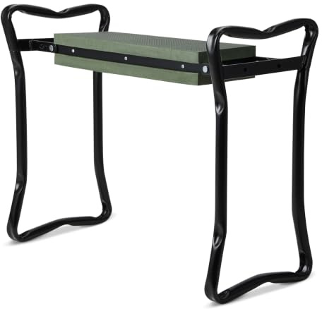 Amazon Basics Gartenhocker, Klappbare Kniebank für Gartenarbeit, 2-in-1 Kniekissen und Sitz mit 90,7kg Tragkraft, 59,8cm × 29,2cm × 49,1cm